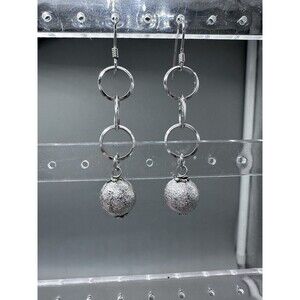 Milor Italy 925 Silver Bead & Circle Dangle Earrings